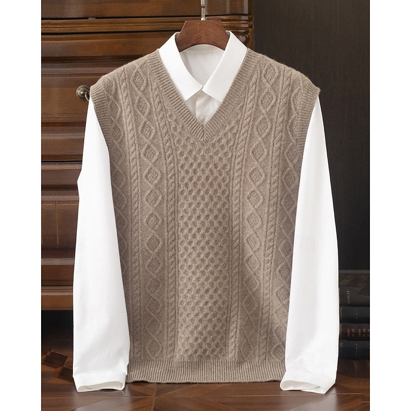 Cedric | Cable-Textured V-Neck Sweater Vest