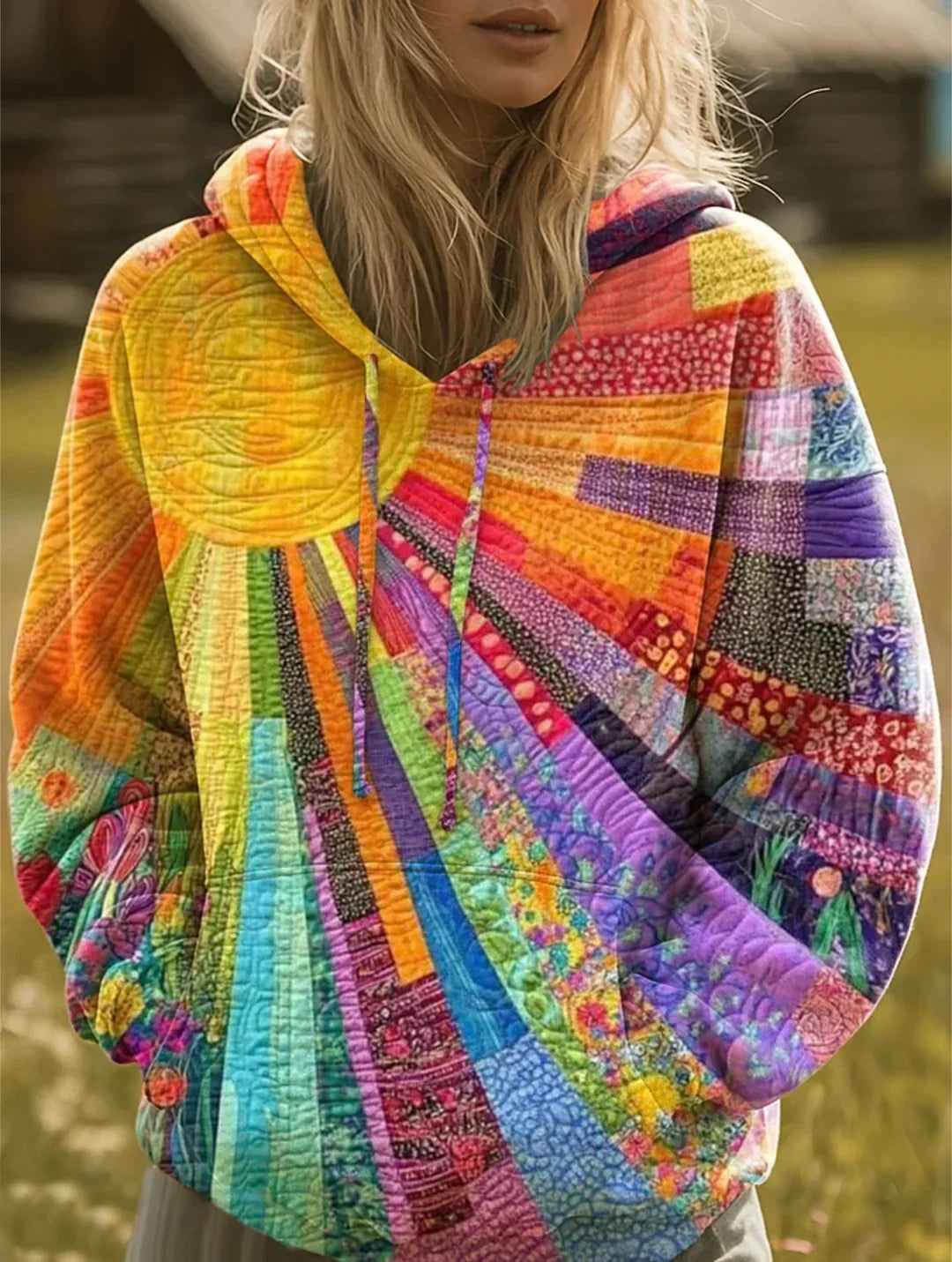 Lila | Radiant Patchwork Bohemian Hoodie