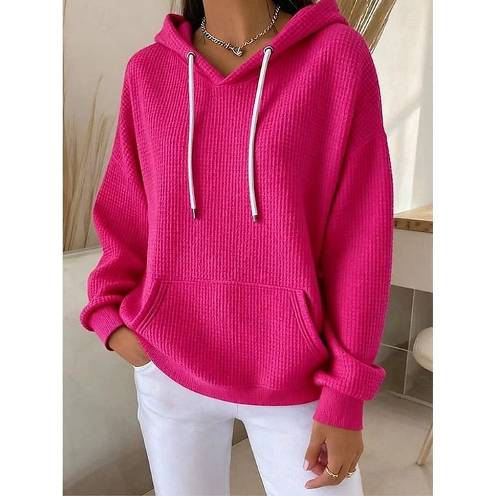 By Kim | Textured Drawstring Hoodie