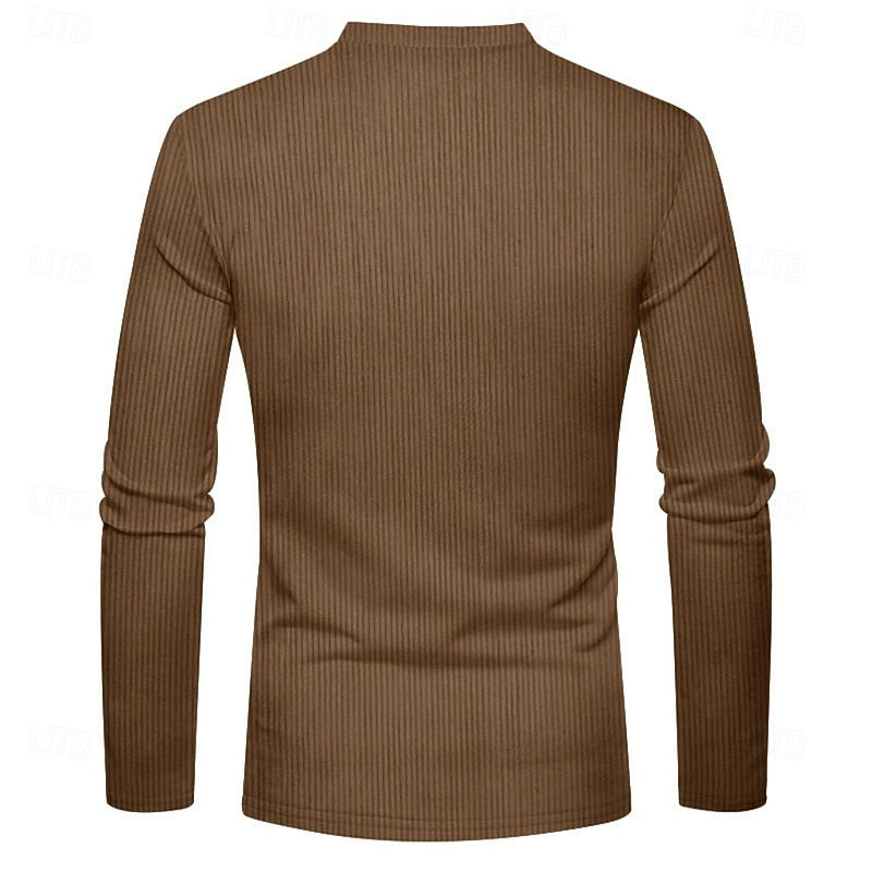 Elias | Ribbed Long Sleeve Henley Shirt