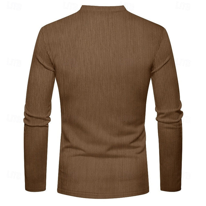 Elias | Ribbed Long Sleeve Henley Shirt