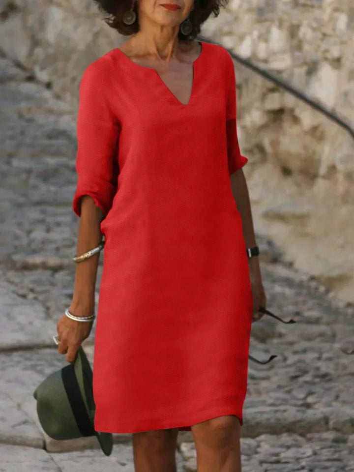 By Kim | Elegant V-Neck Draped Midi Dress