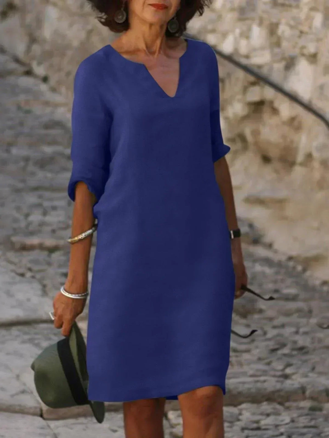 By Kim | Elegant V-Neck Draped Midi Dress