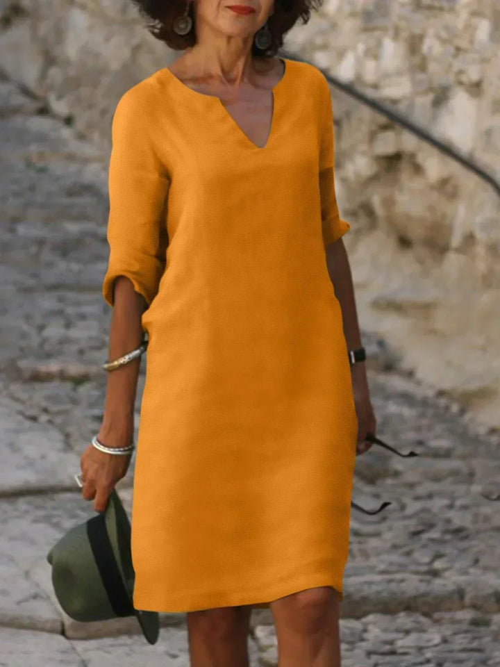 By Kim | Elegant V-Neck Draped Midi Dress