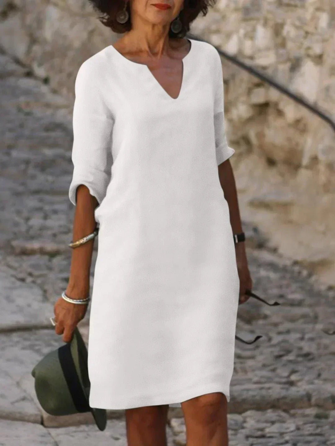 By Kim | Elegant V-Neck Draped Midi Dress