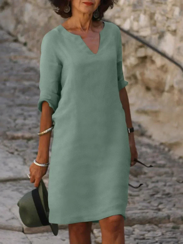 By Kim | Elegant V-Neck Draped Midi Dress