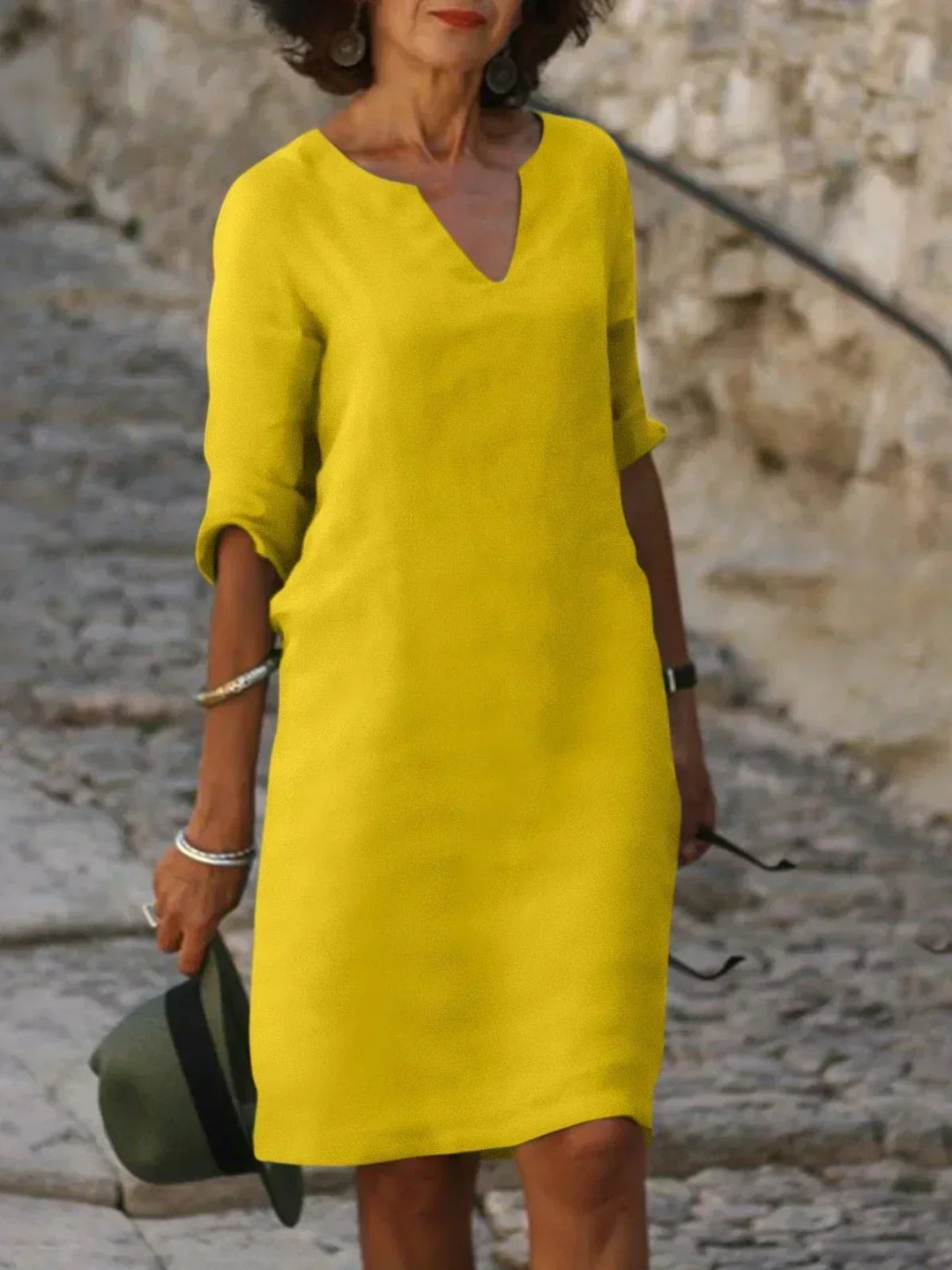 By Kim | Elegant V-Neck Draped Midi Dress