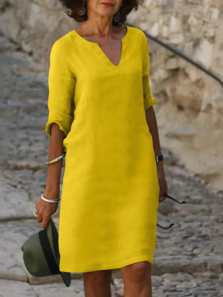 By Kim | Elegant V-Neck Draped Midi Dress