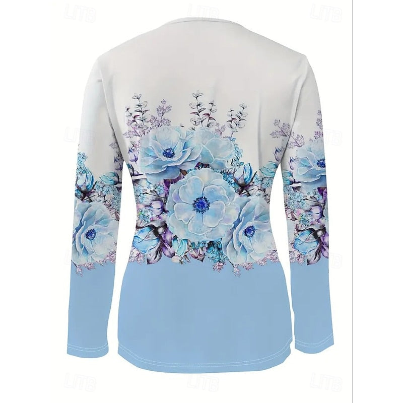 Rachel | Floral Quarter-Zip Long Sleeve Top