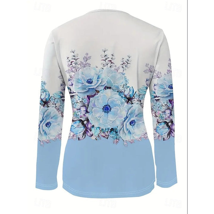 Rachel | Floral Quarter-Zip Long Sleeve Top