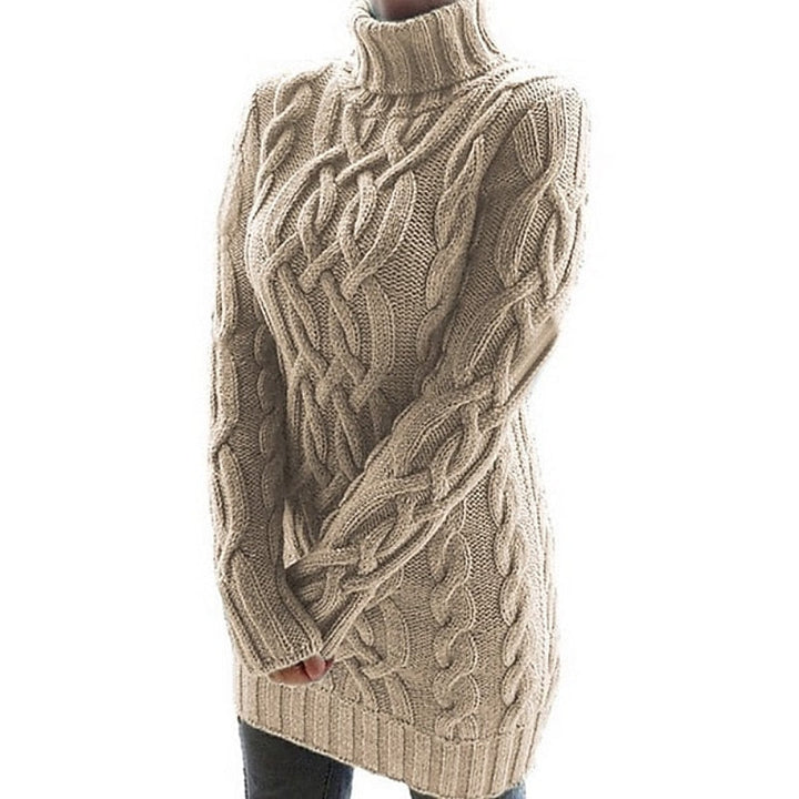 Thea | Cable-Textured Turtleneck Sweater Dress