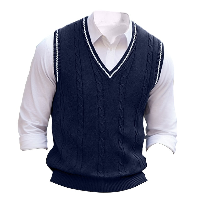 Oscar | Cable-Knit V-Neck Sweater Vest
