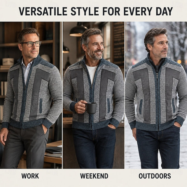 Declan | Textured Zip-Up Cardigan