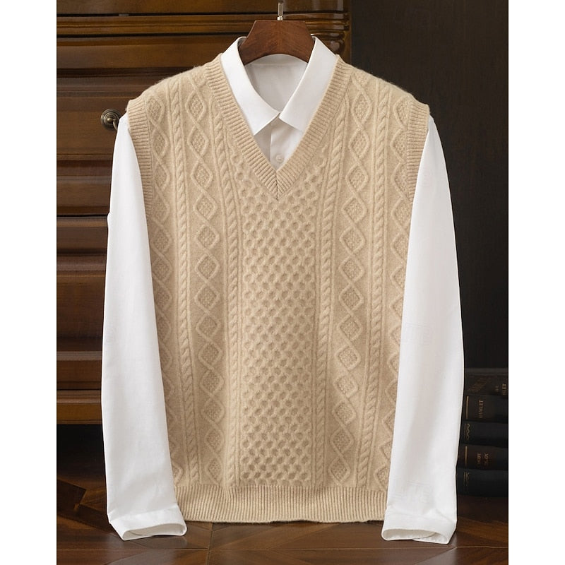 Cedric | Cable-Textured V-Neck Sweater Vest